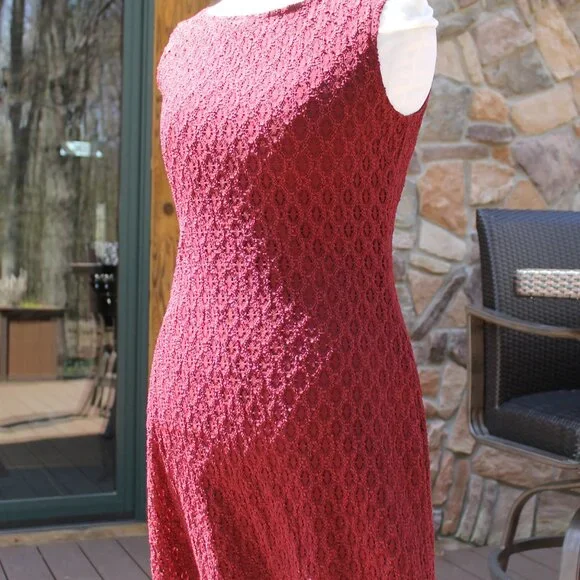 Steppin' Out Dresses | Steppin Out Sleeveless Raffia Knit Mini Shift Dress | Color: Red | Size: 12 | Mary_Quast's Closet